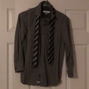 Gray flannel with tie